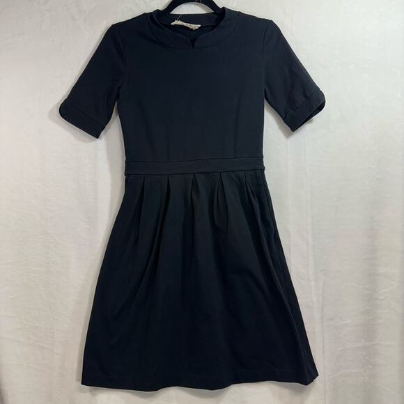 Atelier‎ B Dress XS Black Jersey A-Line Pleated Formal Classy Party Elegant Midi - Picture 1 of 11